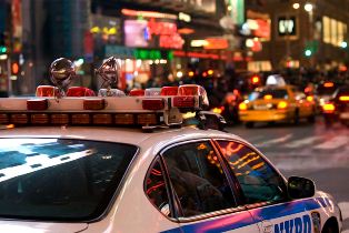 NYPD Police Car in traffic